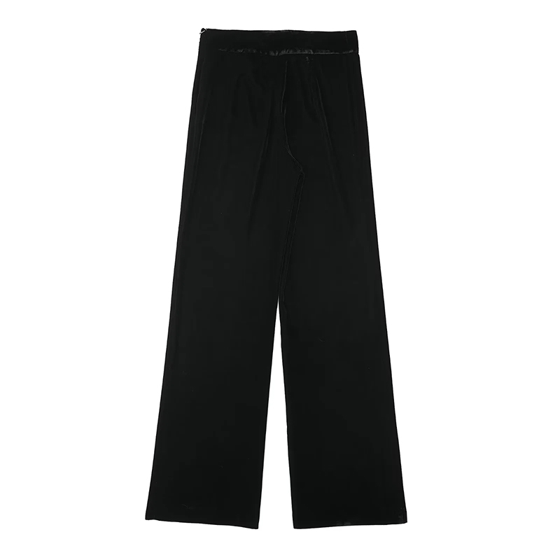 Fashion Black Velvet Straight-leg Trousers,Pants