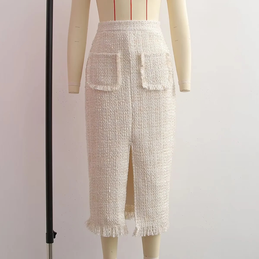 Fashion Beige Woolen Wool Skirt,Skirts