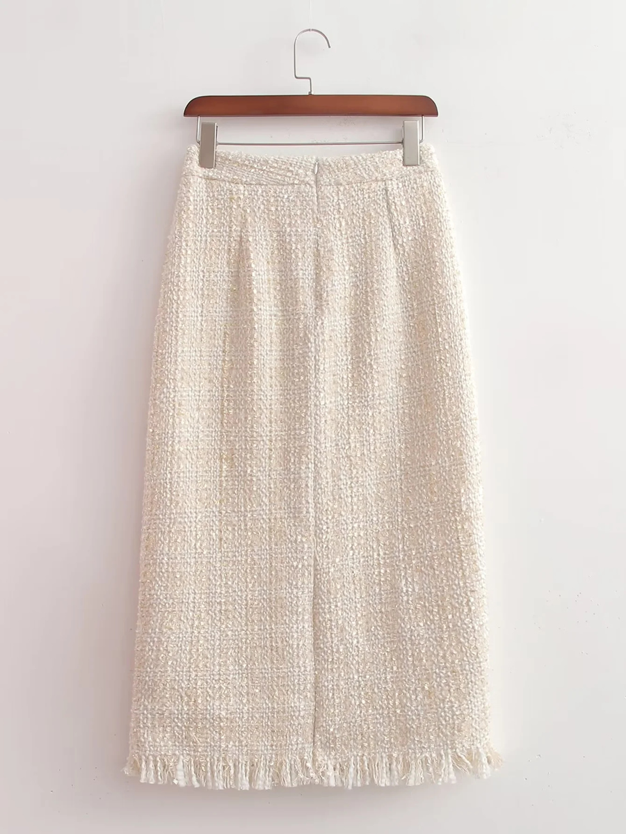 Fashion Beige Woolen Wool Skirt,Skirts