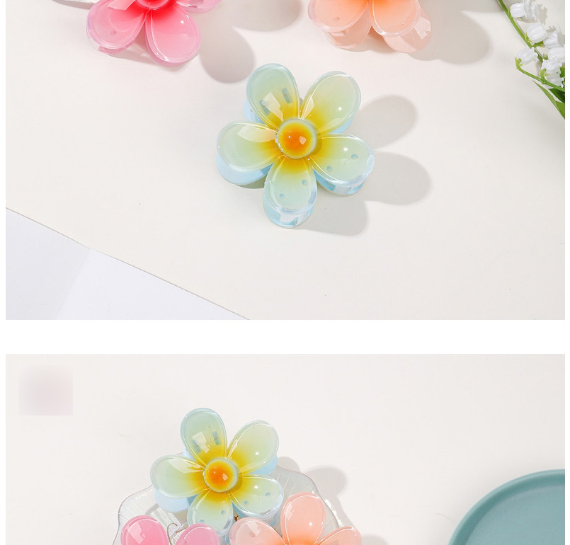 Fashion Gradient Flowers - Glossy Green Gradient Flower Grabber,Hair Claws