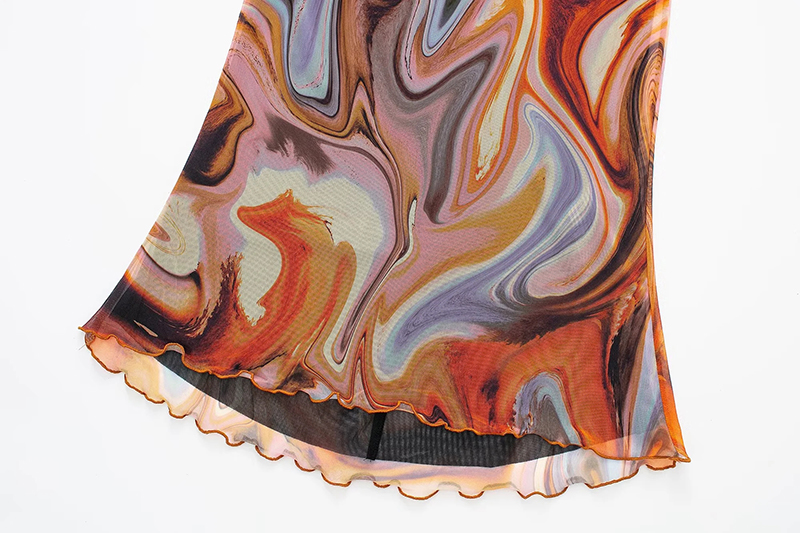 Fashion Printing Blend Print Lace-up Skirt,Skirts