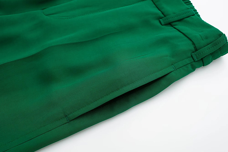 Fashion Green Blend Straight-leg Trousers,Pants