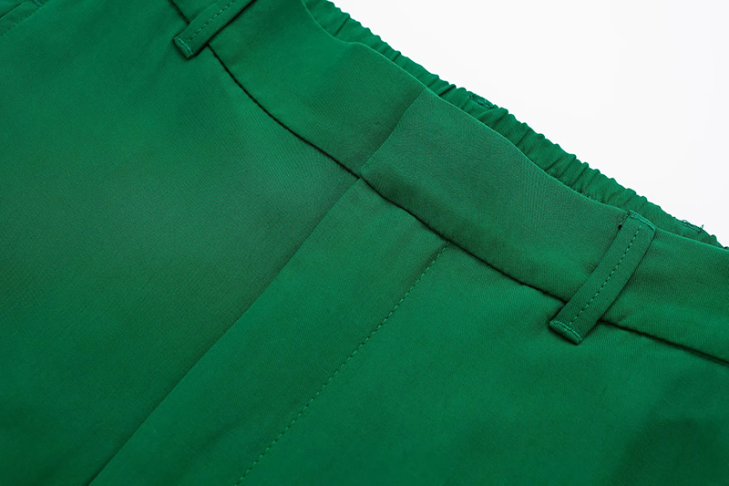 Fashion Green Blend Straight-leg Trousers,Pants