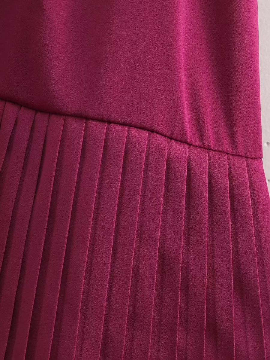 Fashion Purple Satin Tie-breasted Dress,Long Dress