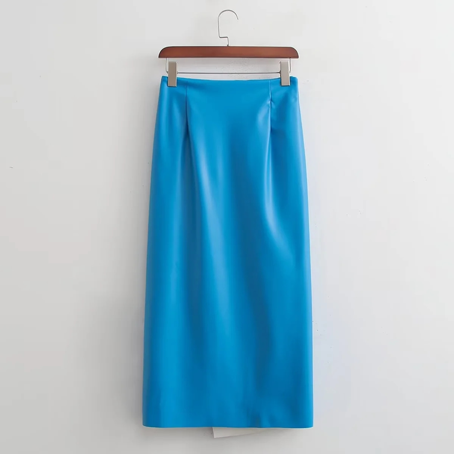 Fashion Sapphire Pu Pleated Skirt,Skirts