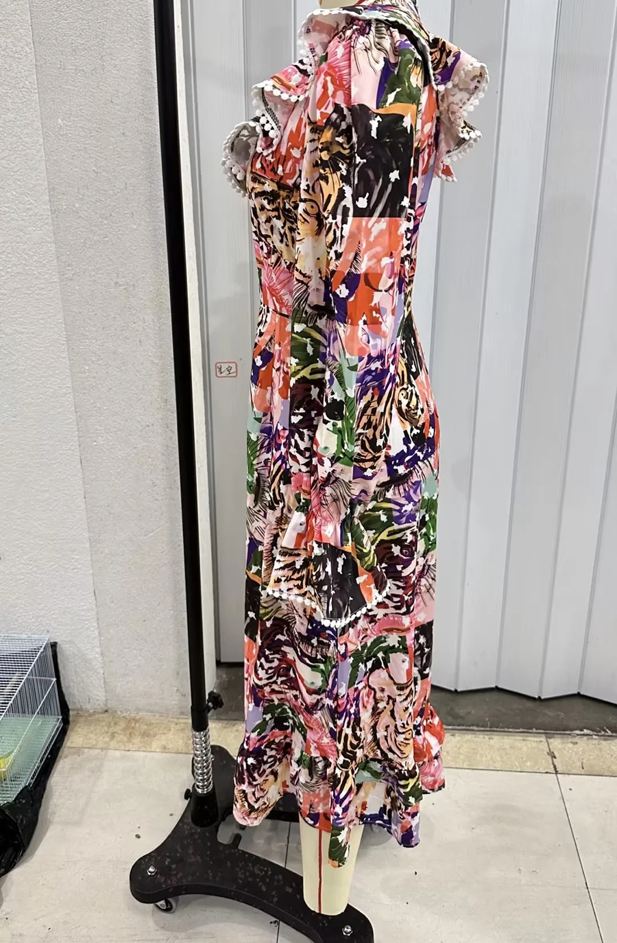 Fashion Suit Geometric Print V-neck Dress,Long Dress