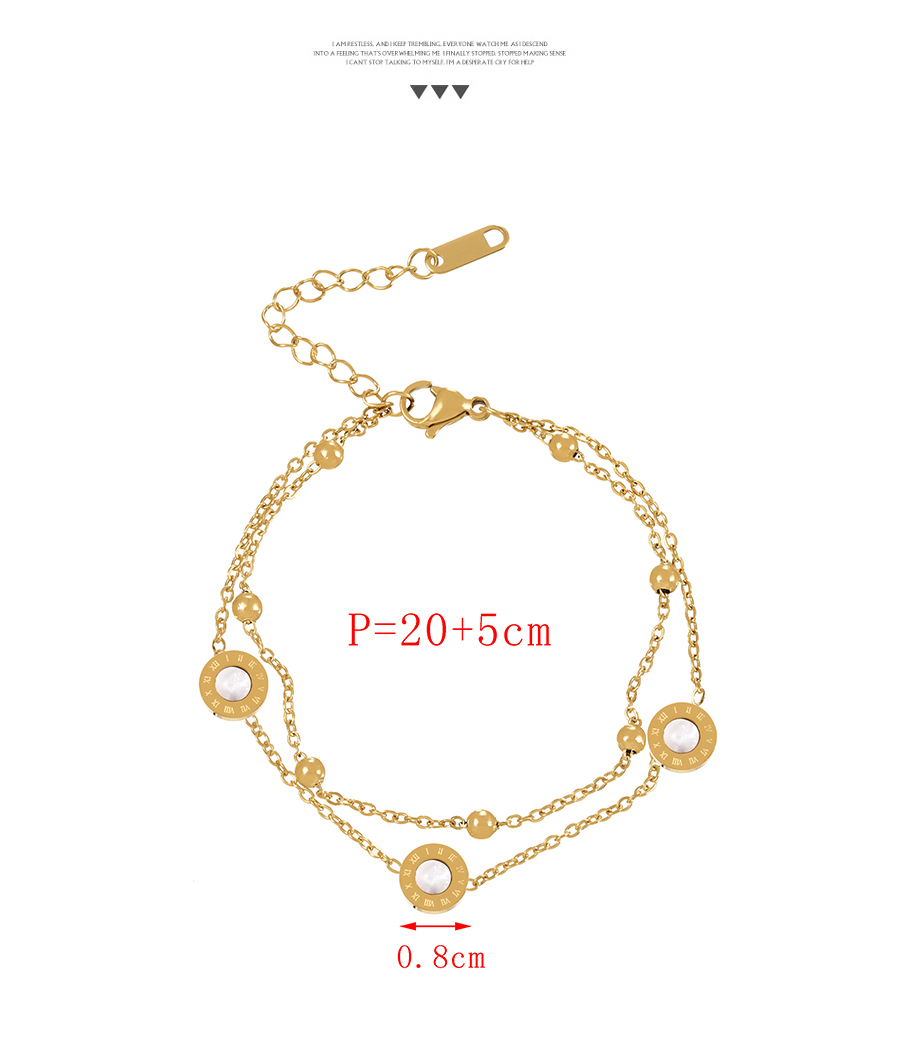 Fashion Rose Gold + Black Titanium Steel Double Shell Round Number Bead Anklet,Fashion Anklets