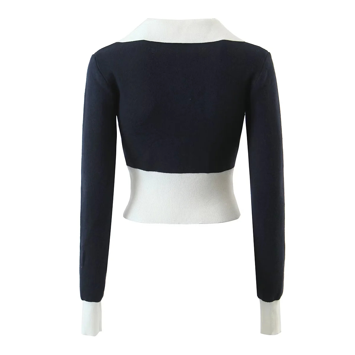 Fashion Navy Blue Letter Embroidered Lapel Sweater,Tank Tops & Camis