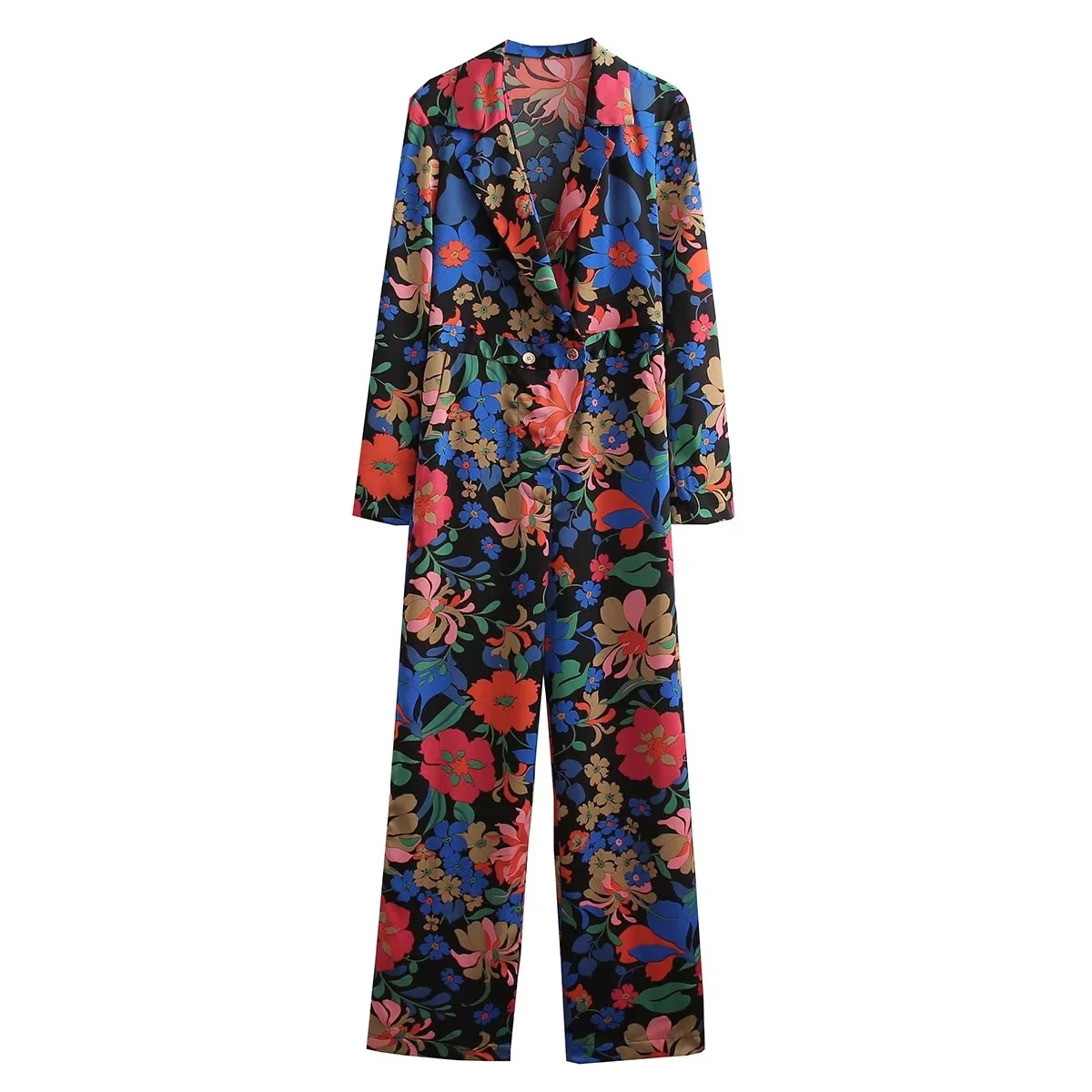 Fashion Printing Polyester Print Lapel Jumpsuit,Tank Tops & Camis