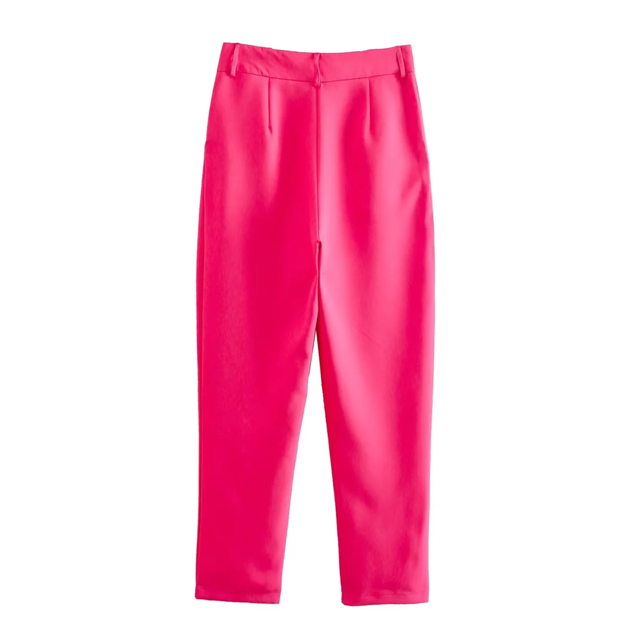 Fashion Rose Red Woven Straight-leg Trousers,Pants