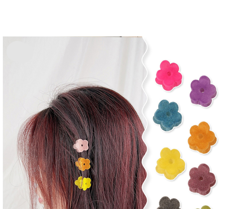 Fashion Flocking Flower Clip - Khaki Flocked Flower Gripper,Hair Claws
