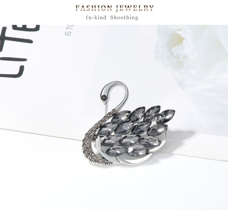 Fashion Silver Alloy Diamond Swan Brooch,Korean Brooches