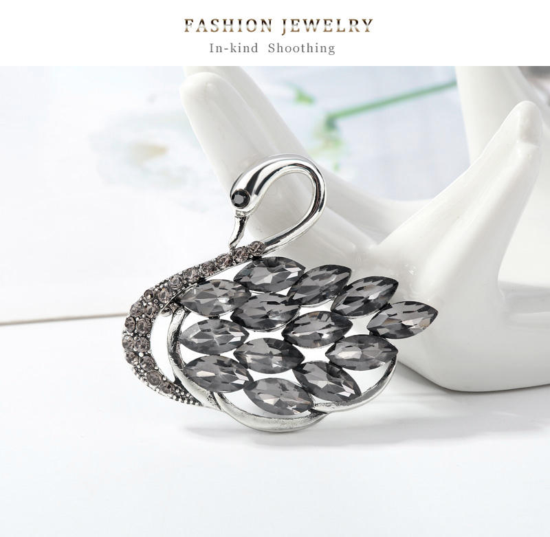 Fashion Silver Alloy Diamond Swan Brooch,Korean Brooches