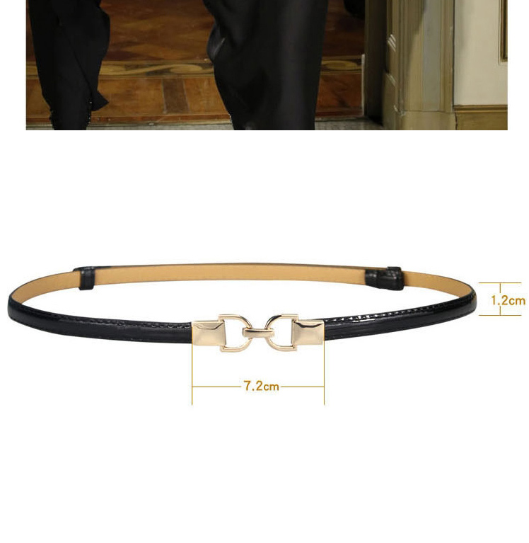Fashion White Faux Leather Metal Buckle Thin Belt,Thin belts