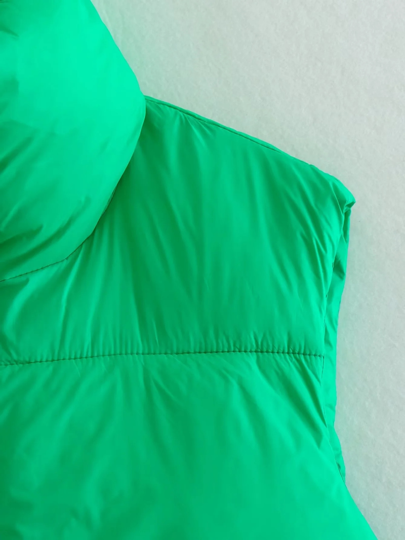 Fashion Green Woven Stand Collar Zip Vest Jacket,Coat-Jacket