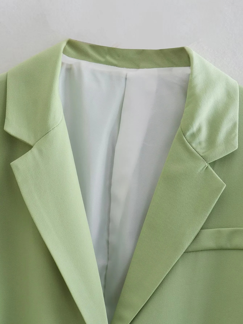 Fashion Khaki Woven Solid Lapel Double-breasted Lace-up Blazer,Coat-Jacket