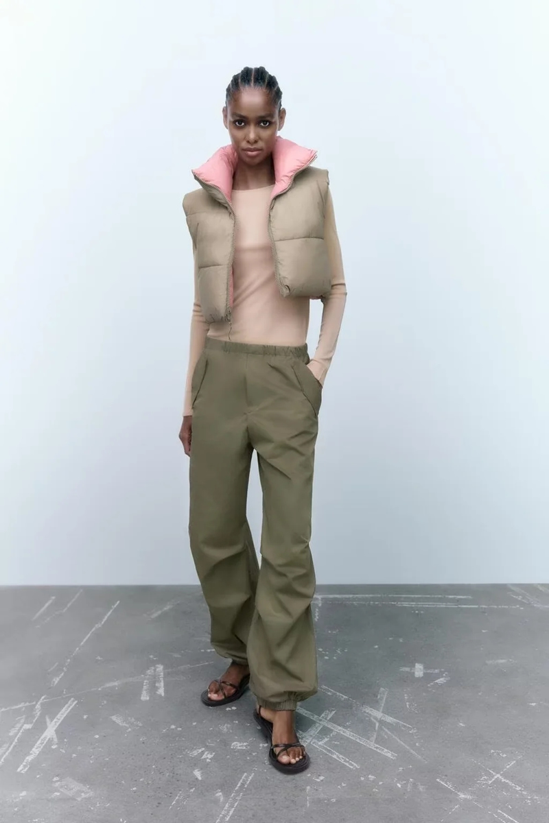Fashion Pink Woven Zip Stand Collar Vest Jacket,Coat-Jacket