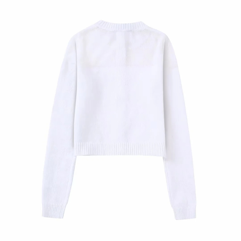 Fashion White Knitted Button-down Cardigan,Coat-Jacket