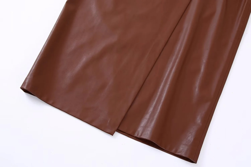 Fashion Brown Faux Leather Knotted Skirt,Skirts
