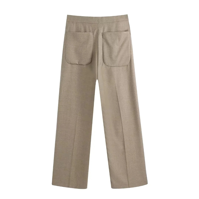 Fashion Brown Woven Straight-leg Trousers,Pants