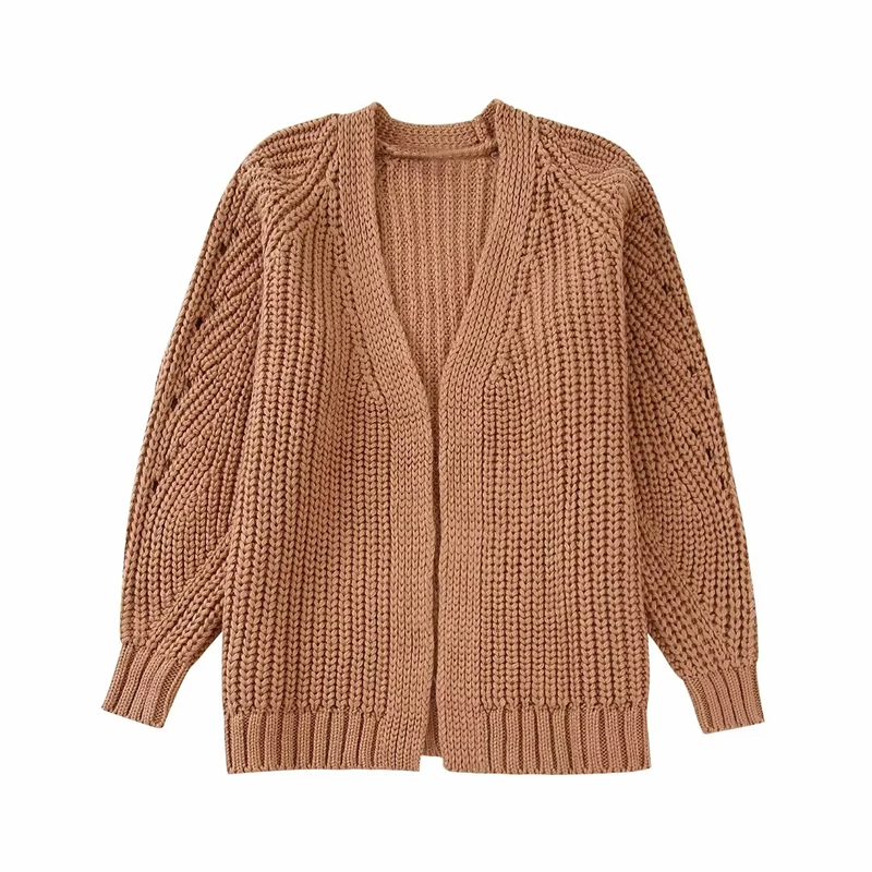 Fashion Brown Wool Knitted Jacket,Coat-Jacket