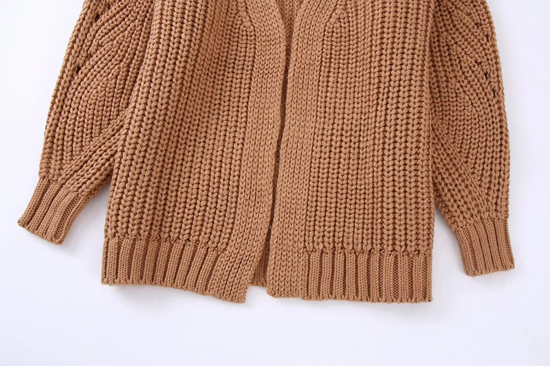 Fashion Brown Wool Knitted Jacket,Coat-Jacket