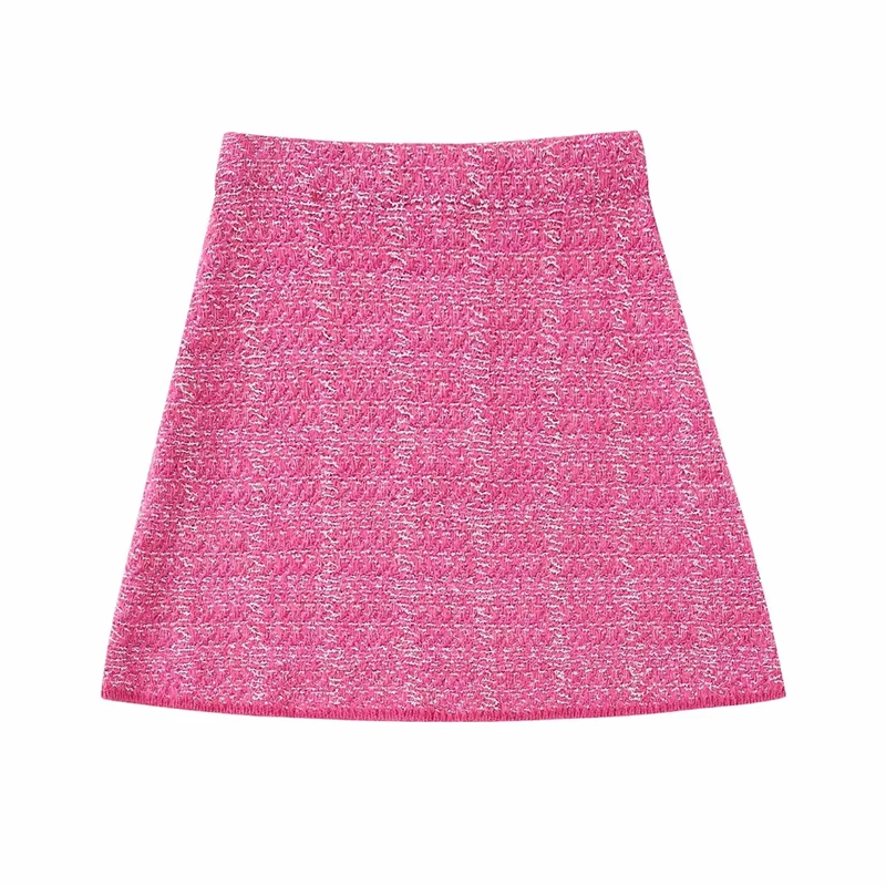 Fashion Pink Textured Knitted Skirt,Skirts