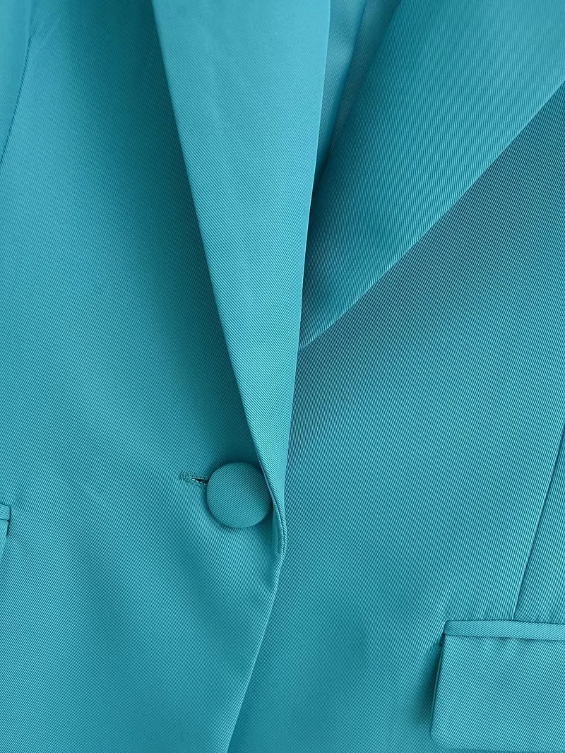 Fashion Green Solid Lapel One-button Pocket Blazer,Coat-Jacket