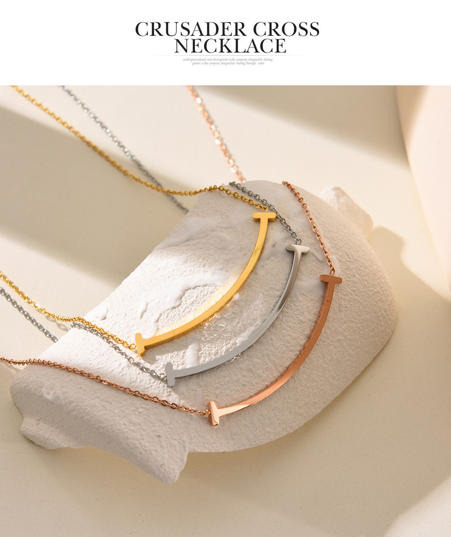 Fashion Silver Titanium Geometric Nail Necklace,Necklaces