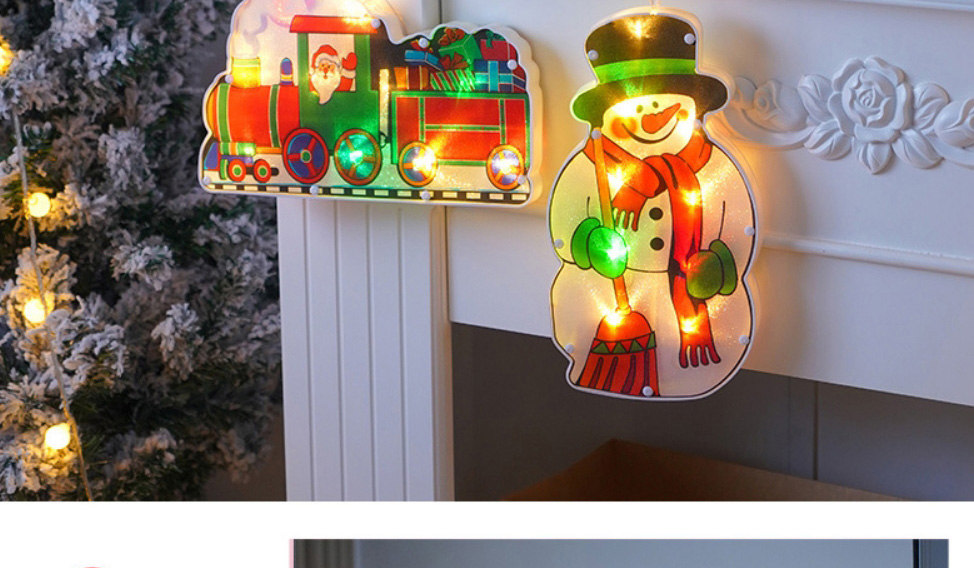 Fashion Fawn Pulling The Cart Led Christmas Window Sucker Hanging Light (electric),Festival & Party Supplies