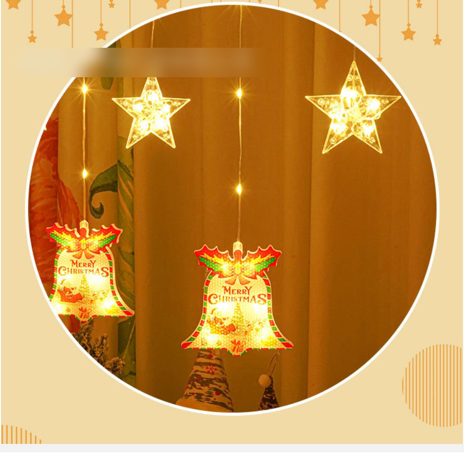 Fashion Bell Warm Color 95 Led Wire Lamp Plug Type Leather Cord Christmas Curtain Lights (charged),Festival & Party Supplies