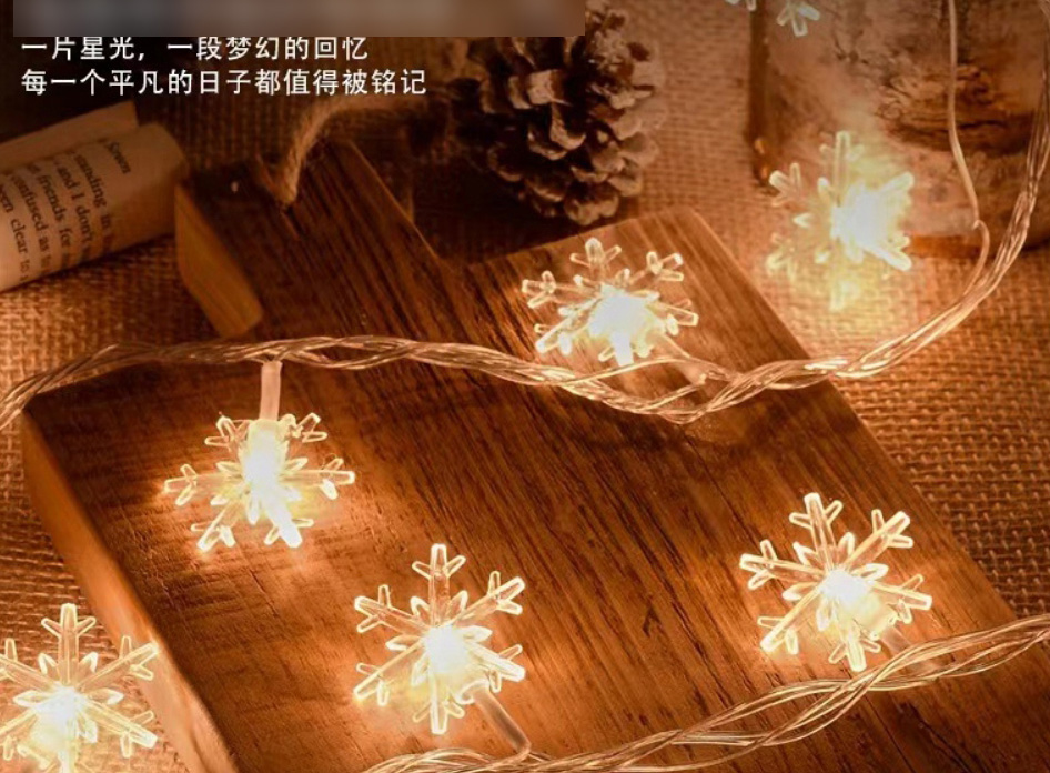 Fashion Snowflake Warm White 10 Meters 100 Lights (plug-in Model) Christmas Snowflake Lights (charged),Festival & Party Supplies