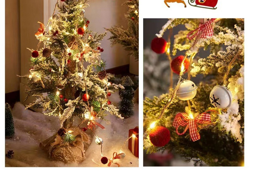 Fashion Hair Ball Bell 2 Meters 20 Lights Copper Wire Pine Cone Christmas Lights (live),Festival & Party Supplies