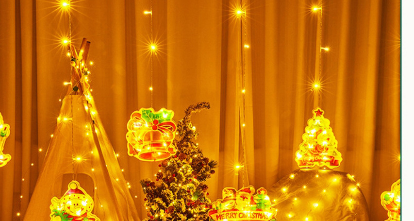 Fashion Yellow Christmas Led Curtain Lights (charged),Festival & Party Supplies