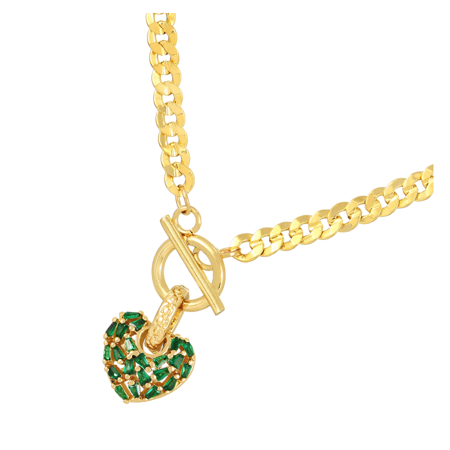 Fashion Pink Copper Inlaid Zirconium Heart Ot Buckle Pendant Twist Chain Necklace,Necklaces