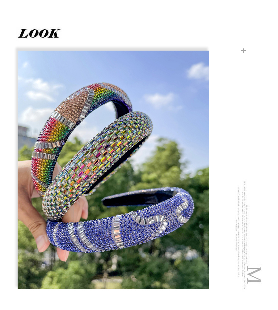 Fashion Color Fabric Diamond-studded Solid Color Headband,Head Band