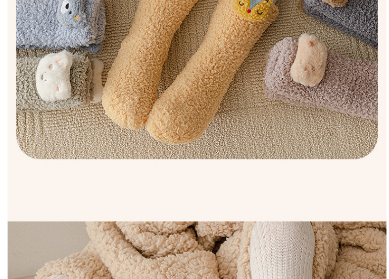 Fashion Grey Bear Coral Fleece Cartoon Floor Socks,Fashion Socks
