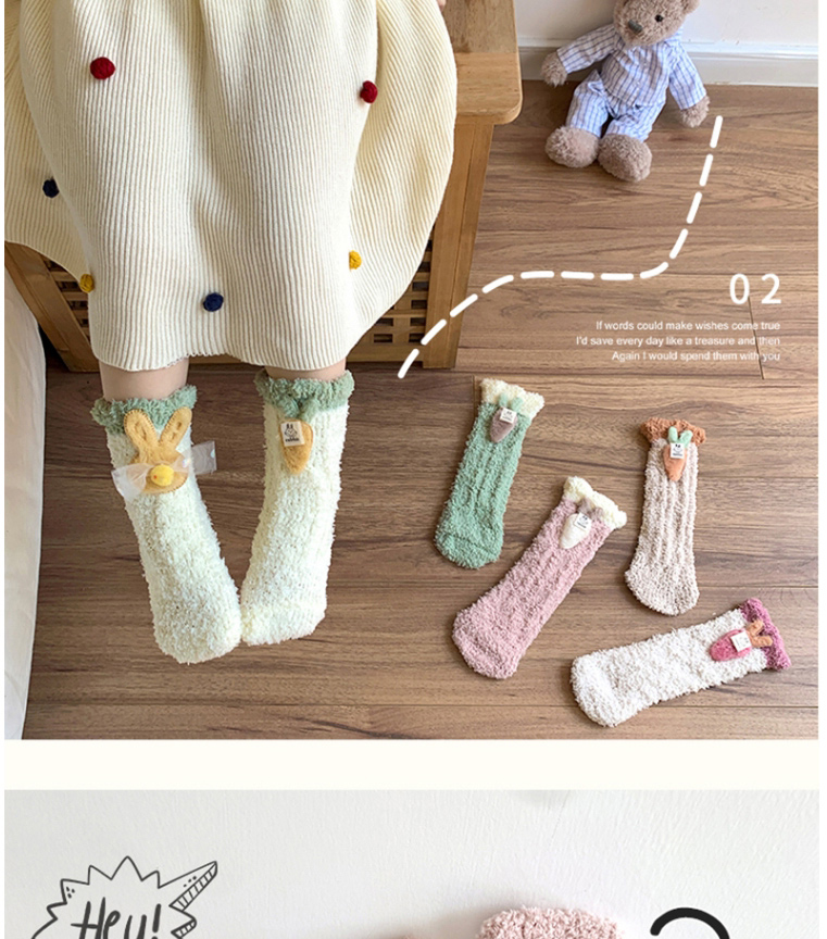 Fashion White Carrot Rabbit Coral Fleece Cartoon Floor Socks,Fashion Socks