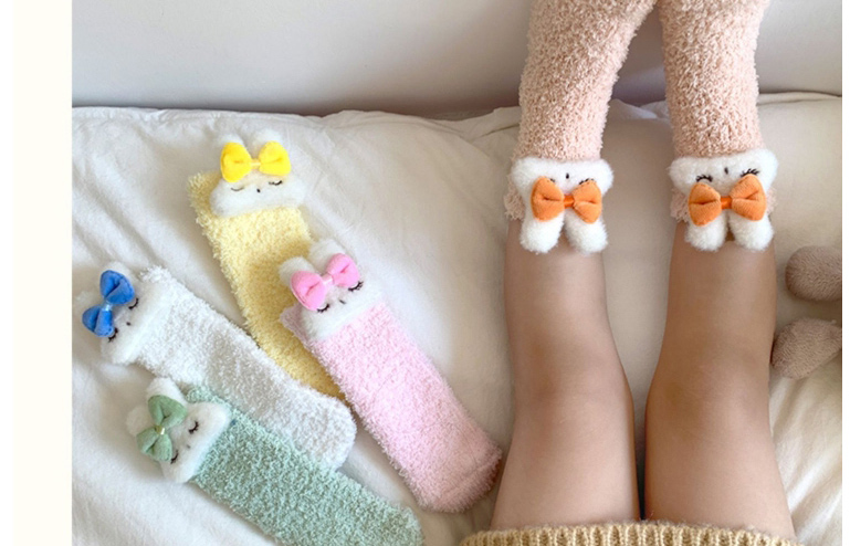 Fashion Yellow Carrot Rabbit Coral Velvet Carrot Rabbit Cartoon Floor Socks,Fashion Socks