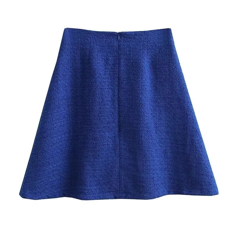 Fashion Royal Blue Coarse Textile Pearl Small Fragrance Wind Skirt,Skirts