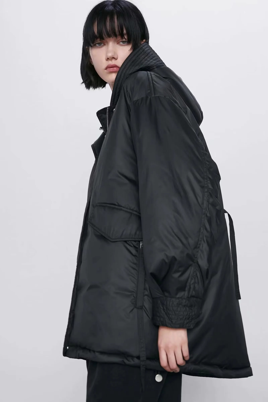 Fashion Black Riding A Zipper Worker Dress Thick Cotton Jacket,Coat-Jacket