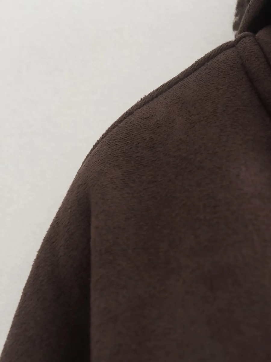Fashion Coffee Mao Mao Fang Collar Double -sided Jacket Jacket,Coat-Jacket