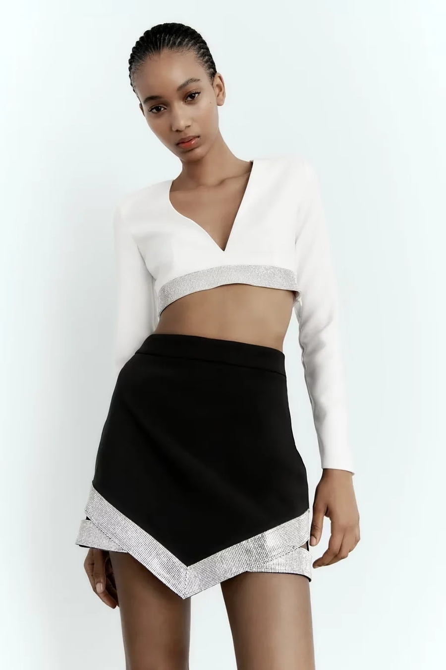 Fashion Black Lightli Stitching Mini Skirt,Skirts