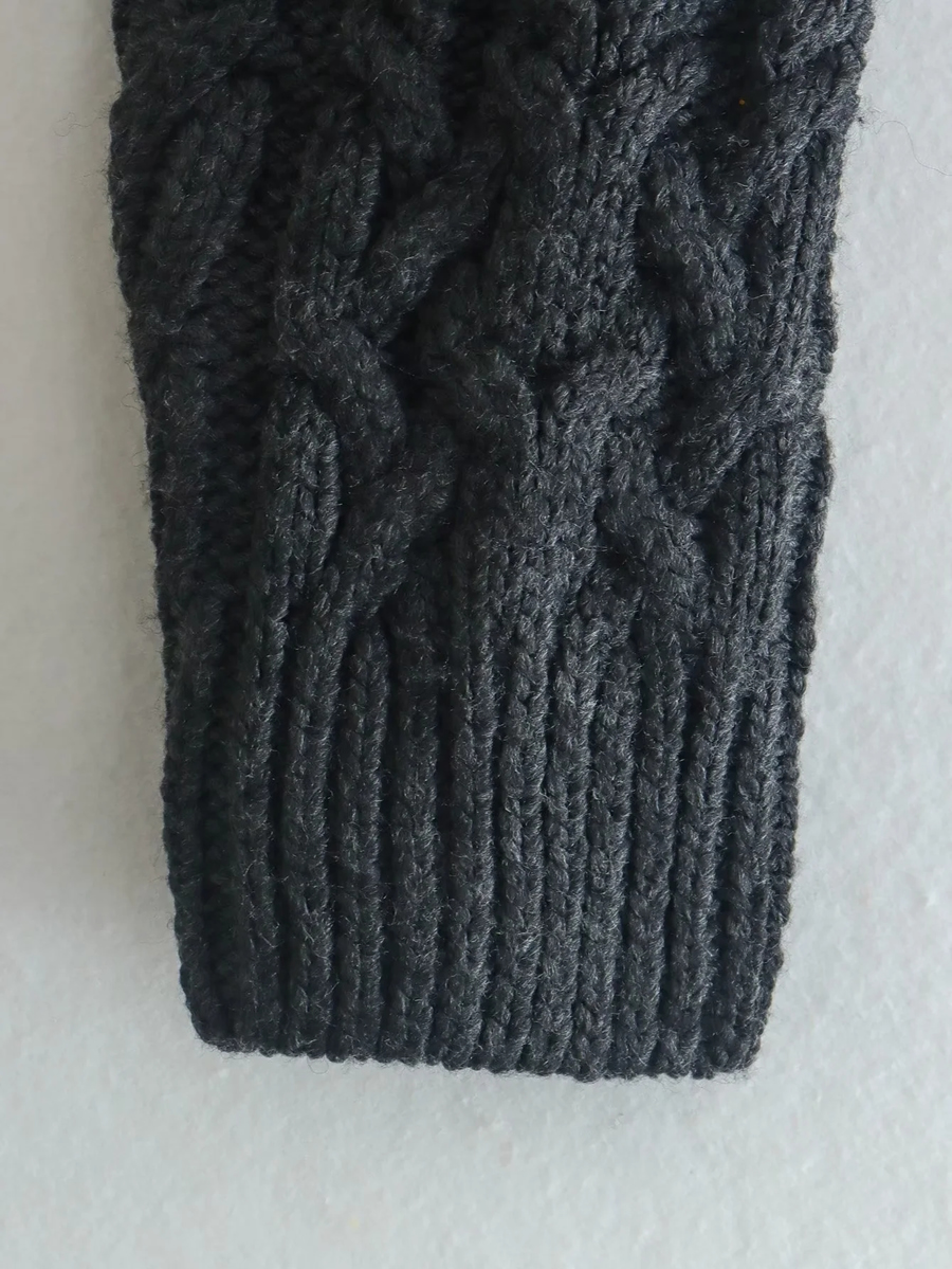 Fashion Black Weaving Twist Turtleneck Sweater Top,Sweater