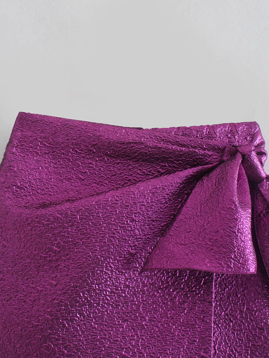 Fashion Purple Bow Stitching Jewelry Skirt,Skirts