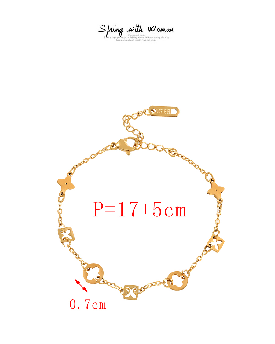 Fashion Rose Gold Titanium Steel Cutout Clover Bracelet,Bracelets