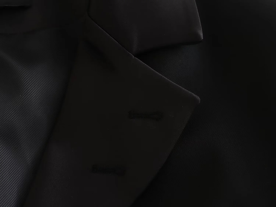 Fashion Black Polyester Lapel Irregular Hem Cropped Blazer,Coat-Jacket