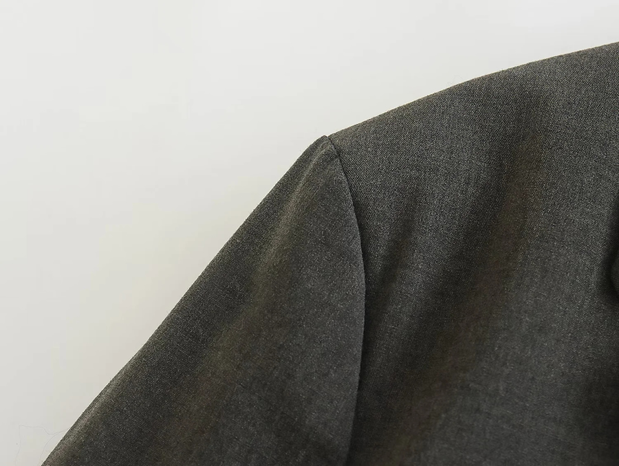Fashion Grey Polyester-breasted Lapel Blazer,Coat-Jacket