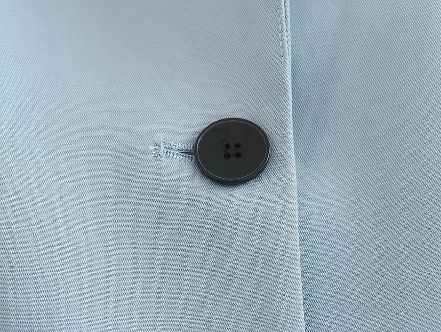Fashion Blue Polyester Pocket Lapel Blazer,Coat-Jacket