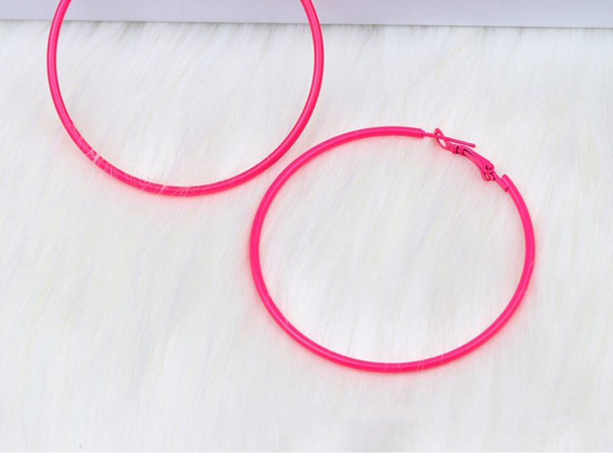 Fashion Fluorescent Rose Red Metallic Painted Round Earrings,Hoop Earrings
